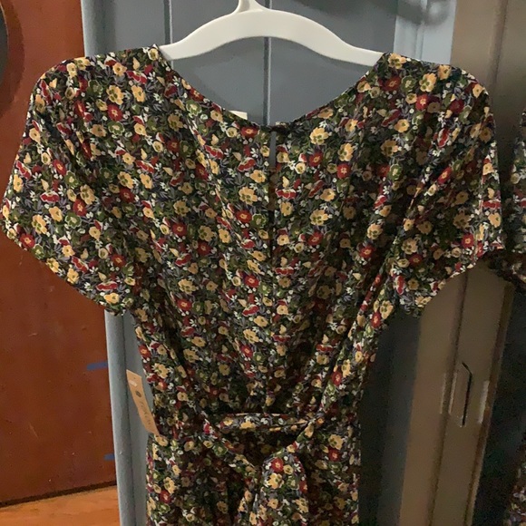 1940s Black & Multicolor Floral Print Midi Dress - Picture 12 of 13